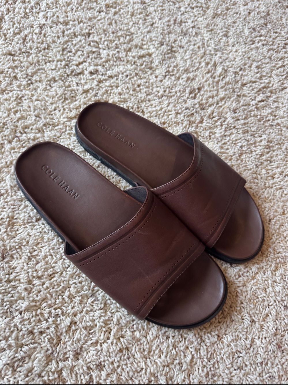 Cole Haan Brown Leather Slide Sandals for Men
